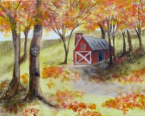 Retreat in the Woods-SOLD-10" wide x 8" high-acrylic on canvas
