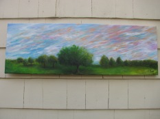 Family Under Turbulent Sky-$350.00-36 " wide x 12" high
